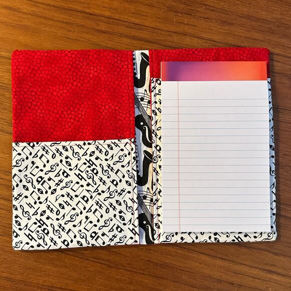 Handmade Music Themed Fabric Notebook Pad Cover 6"x 9.5" - Picture 2 of 3